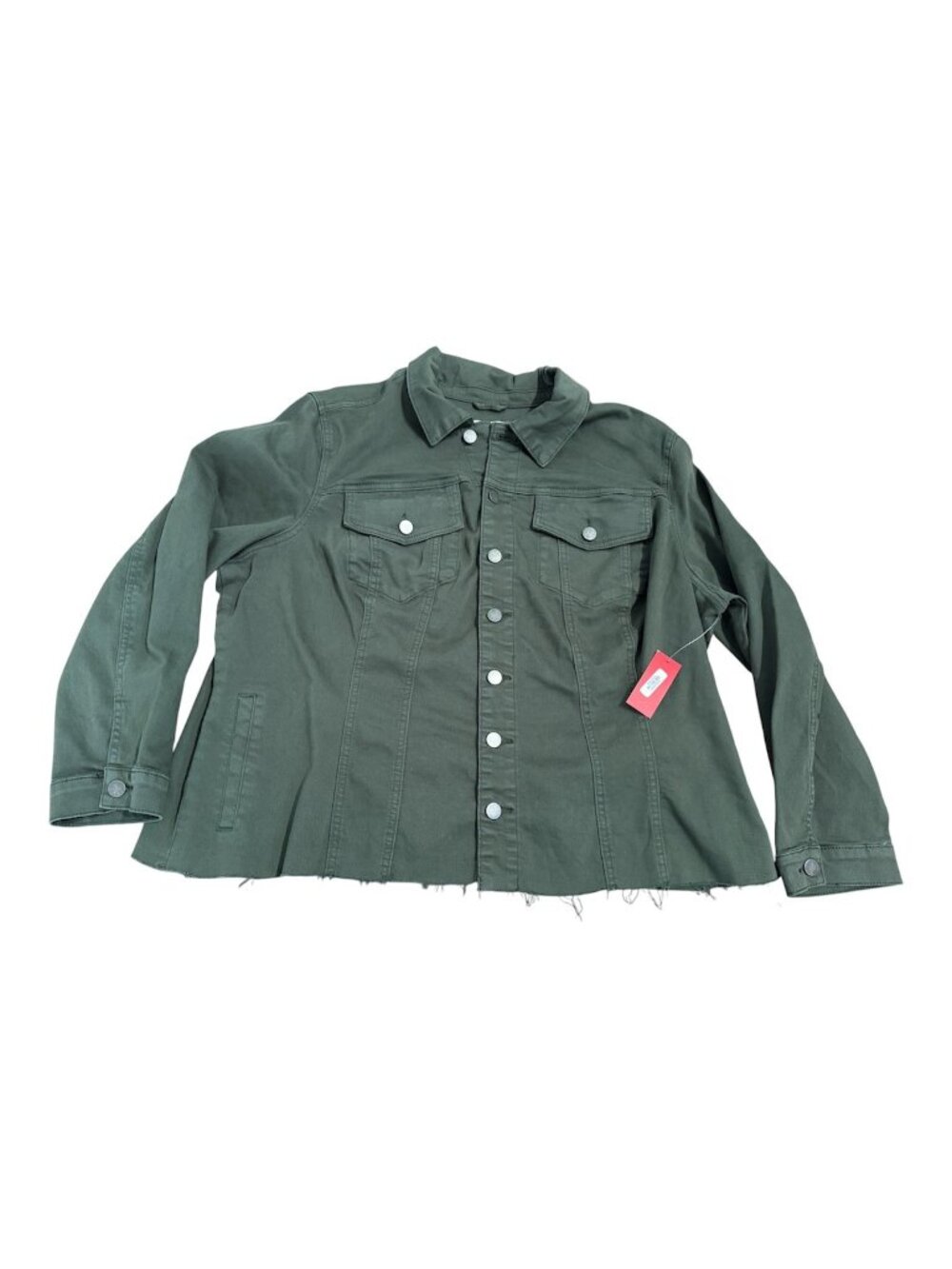Molly & Isadora Womens Green Denim Jean Jacket Plus Size 2X Soft Stretch Casual